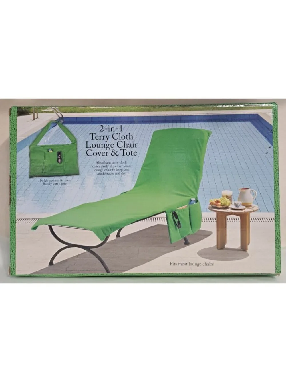 2 Etna 2-In-1 Terry Cloth Lounge Chair Cover & Tote 1 boxed/1 no box